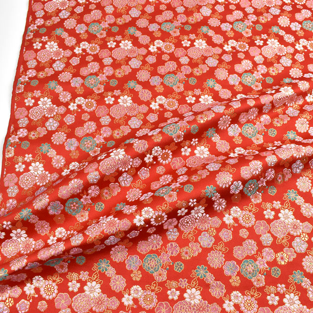 金襴生地 あすか胴入 花花(1215-10543) 赤 09Bh18_