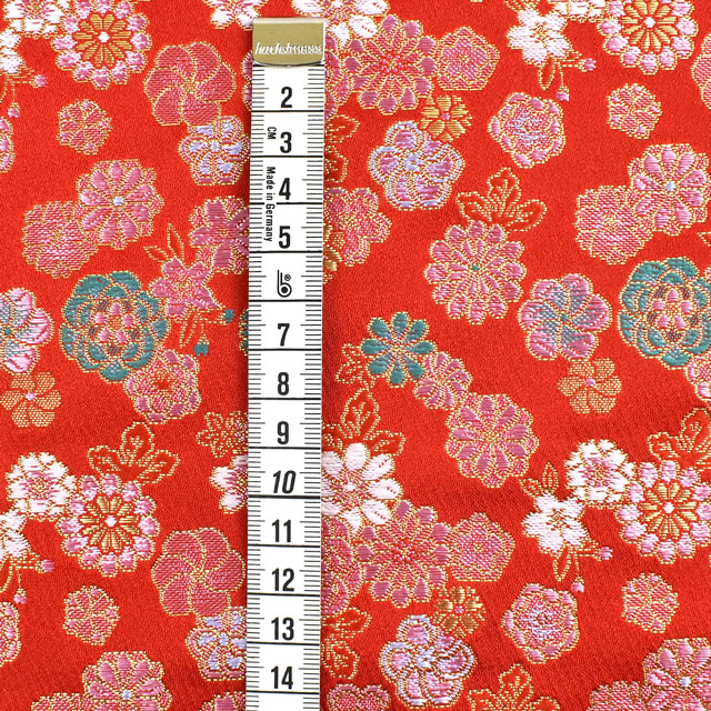 金襴生地 あすか胴入 花花(1215-10543) 赤 09Bh18_