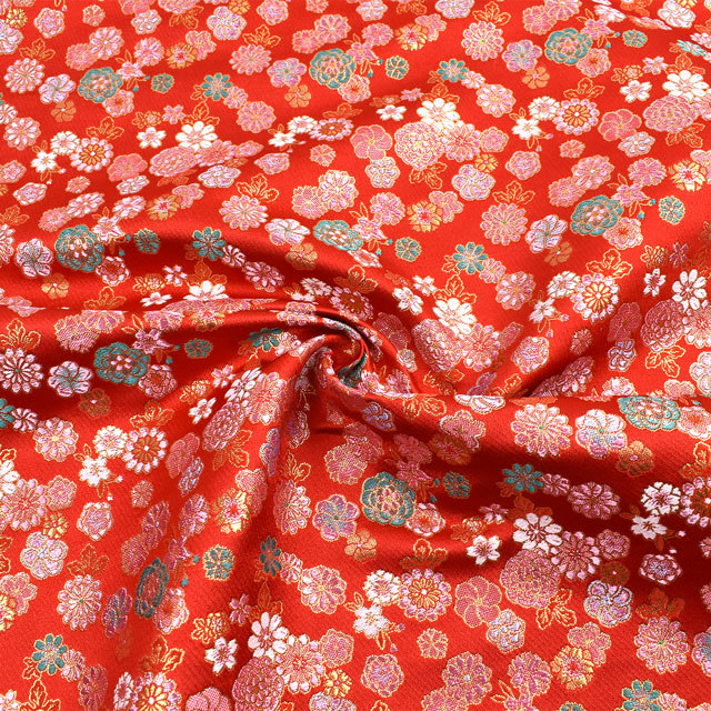 金襴生地 あすか胴入 花花(1215-10543) 赤 09Bh18_