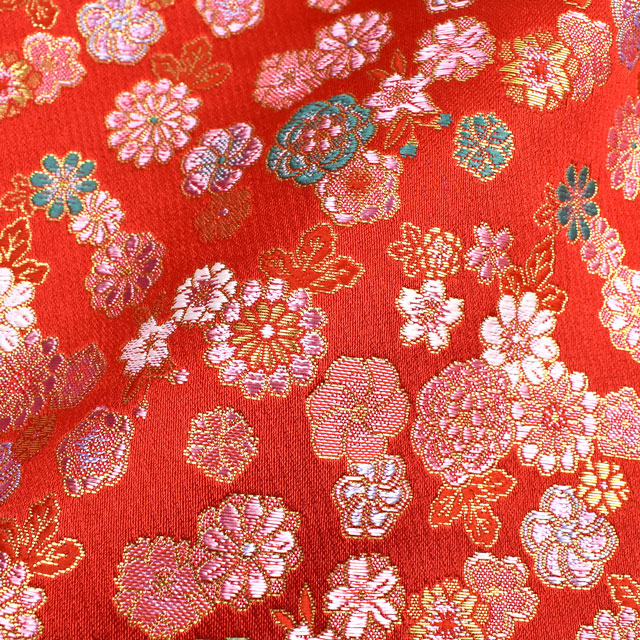 金襴生地 あすか胴入 花花(1215-10543) 赤 09Bh18_
