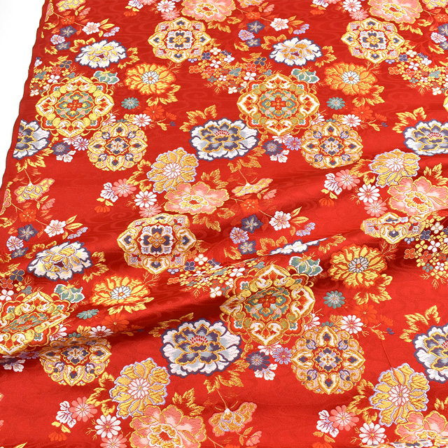 金襴生地 あすか五丁2号 流花(1215-8845) 赤 09Bh18_