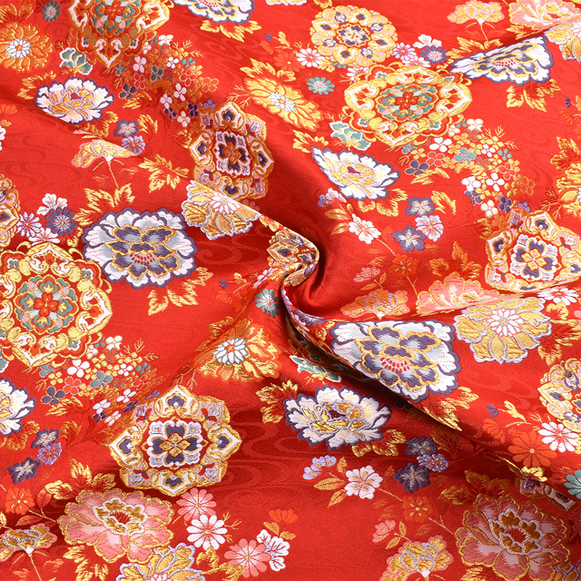 金襴生地 あすか五丁2号 流花(1215-8845) 赤 09Bh18_