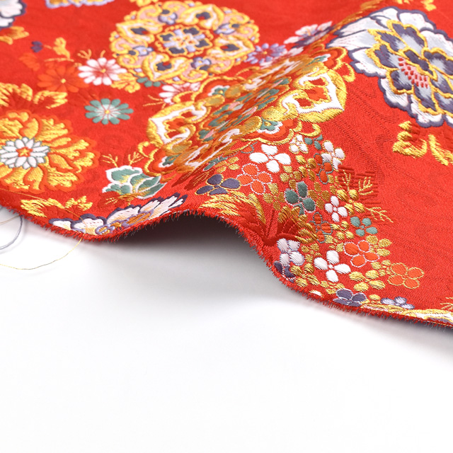 金襴生地 あすか五丁2号 流花(1215-8845) 赤 09Bh18_