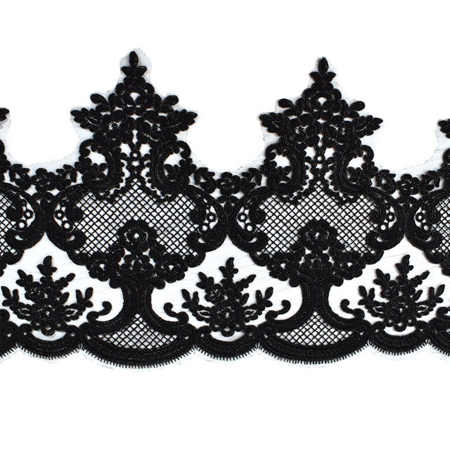 生地 デコレーションレース(13589) S.X.21.4.ラメブラック 99Zz99_