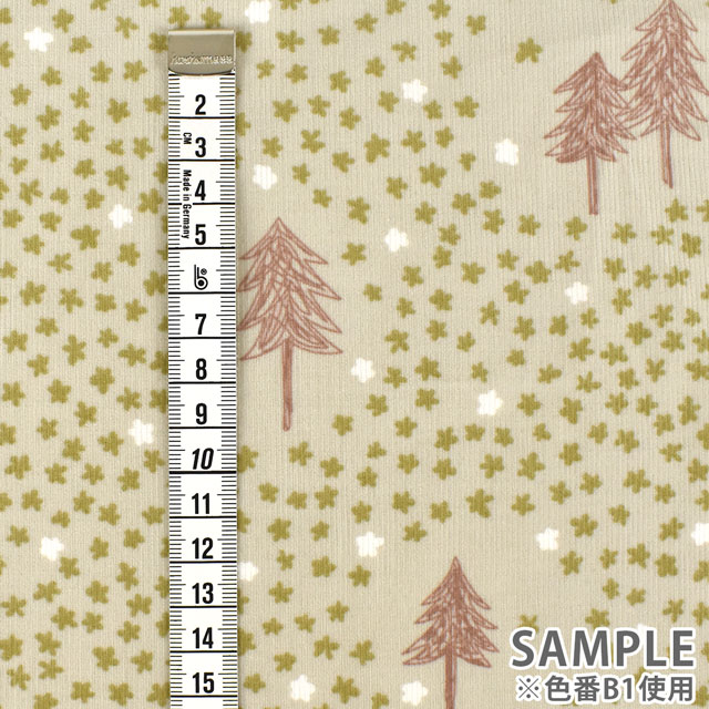 生地 mjuk-ミューク- 21W コーデュロイプリント 雪の花(142-1282) B4.ブラウン 09Ae99_
