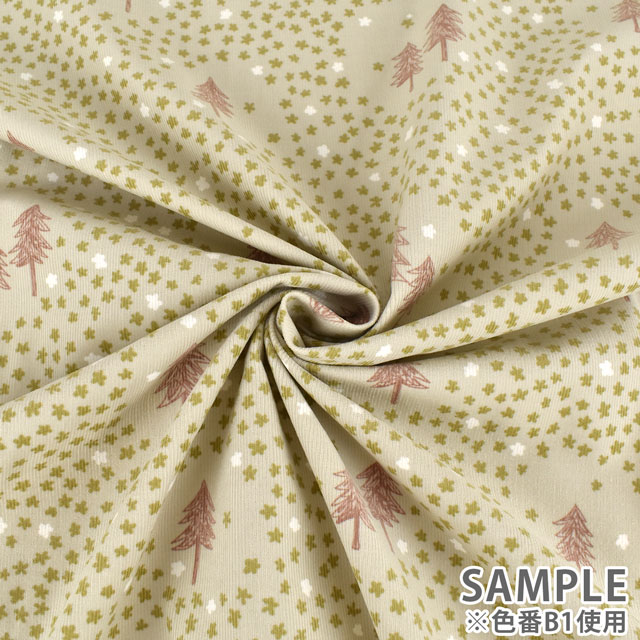 生地 mjuk-ミューク- 21W コーデュロイプリント 雪の花(142-1282) B4.ブラウン 09Ae99_