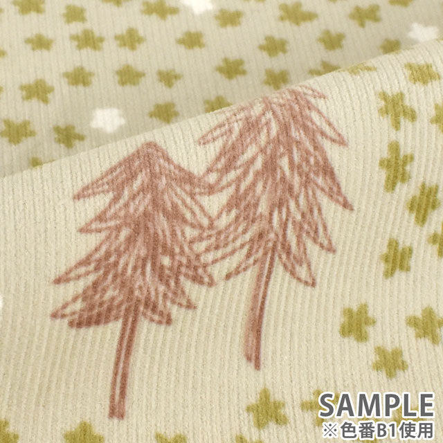 生地 mjuk-ミューク- 21W コーデュロイプリント 雪の花(142-1282) B4.ブラウン 09Ae99_