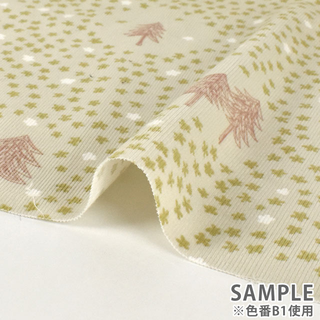 生地 mjuk-ミューク- 21W コーデュロイプリント 雪の花(142-1282) B4.ブラウン 09Ae99_