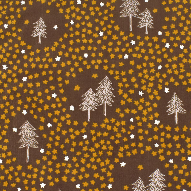 生地 mjuk-ミューク- 21W コーデュロイプリント 雪の花(142-1282) B4.ブラウン 09Ae99_