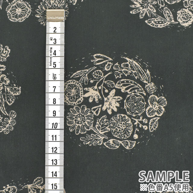 生地 mjuk-ミューク- 21W コーデュロイプリント 押し花(142-1282) A2.マスタード 09Ae99_