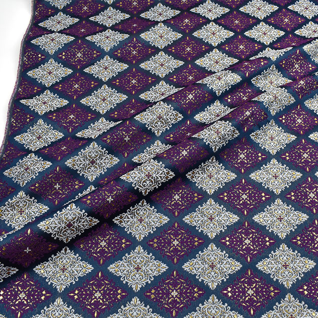 金襴生地 三丁サビ 菱形(147-2221-1) 青系 09Bh18_