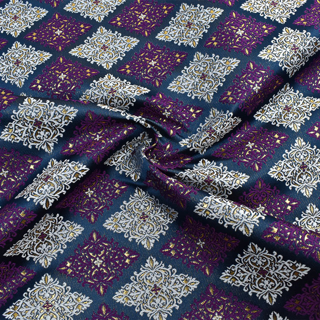 金襴生地 三丁サビ 菱形(147-2221-1) 青系 09Bh18_