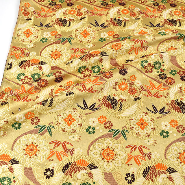 金襴生地 みやび五丁上 鶴文様(97-1476-5) 金 09Bh18_