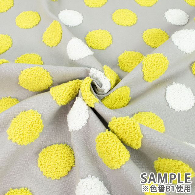 生地 タフティング風刺しゅう生地 ドット(150-1644) B1.グレー 09Ae99_