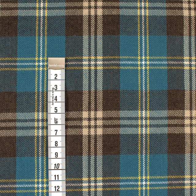 ウール生地 ウールタータンチェック(151-2050) 53.ブルーグリーン×ブラウン 09Cs42_