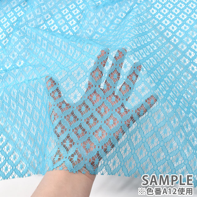 生地 ジオメトリックレース(151-2868) A13.ロイヤルブルー 99Zz99_
