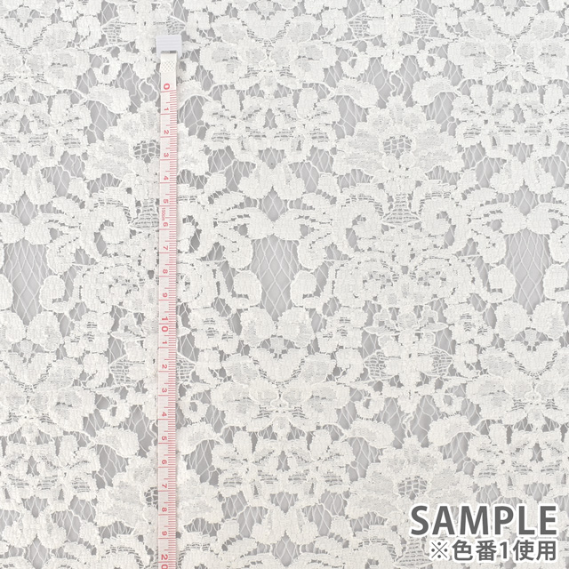 生地 大柄綿麻ラッセルレース(15126CL) 1.ホワイト 10Ac04_