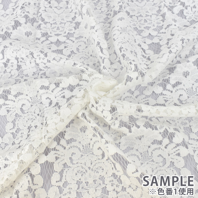 生地 大柄綿麻ラッセルレース(15126CL) 1.ホワイト 10Ac04_