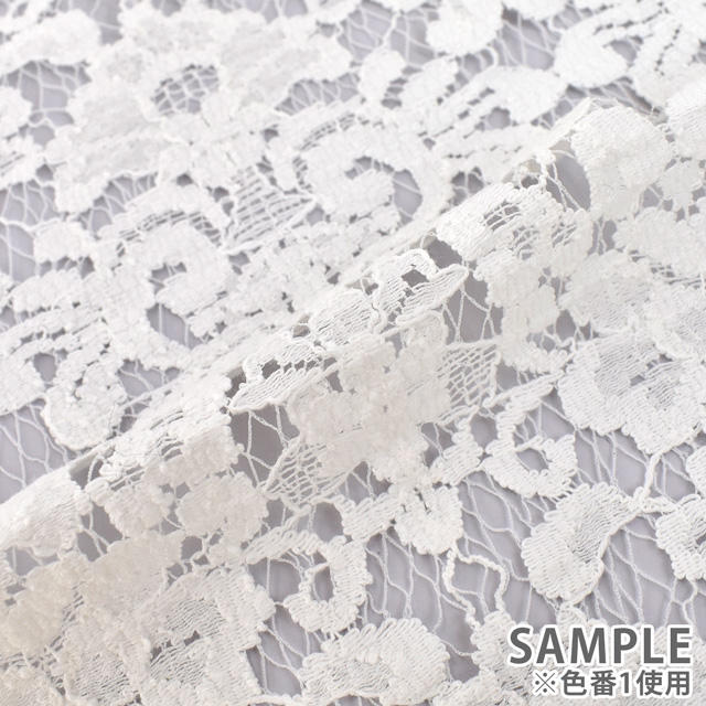 生地 大柄綿麻ラッセルレース(15126CL) 1.ホワイト 10Ac04_