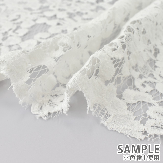 生地 大柄綿麻ラッセルレース(15126CL) 1.ホワイト 10Ac04_