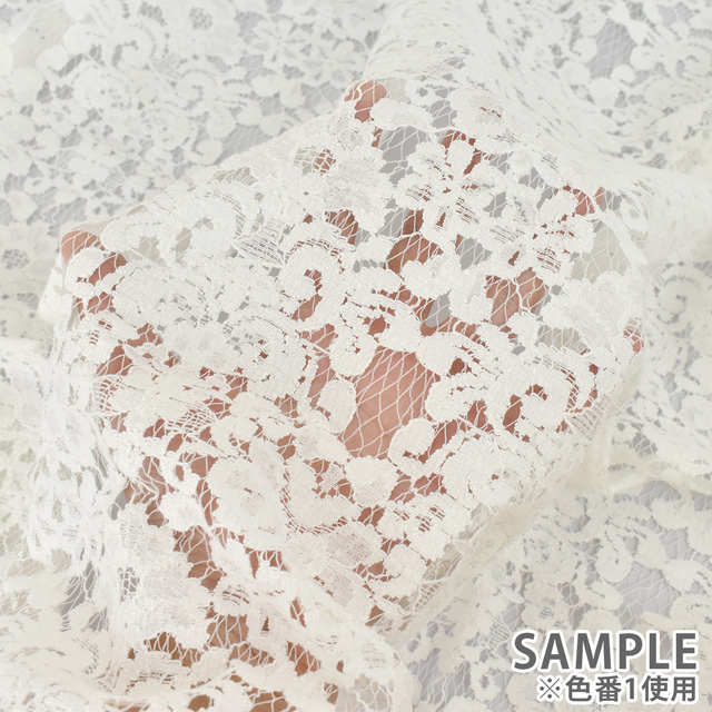 生地 大柄綿麻ラッセルレース(15126CL) 1.ホワイト 10Ac04_