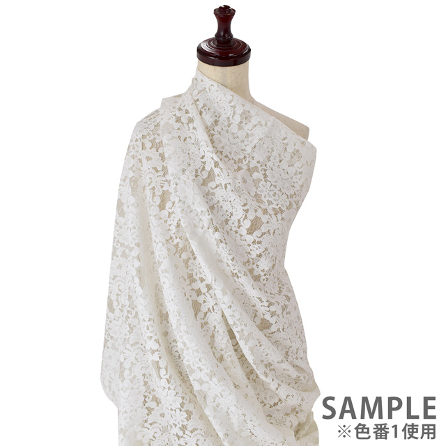 生地 大柄綿麻ラッセルレース(15126CL) 1.ホワイト 10Ac04_