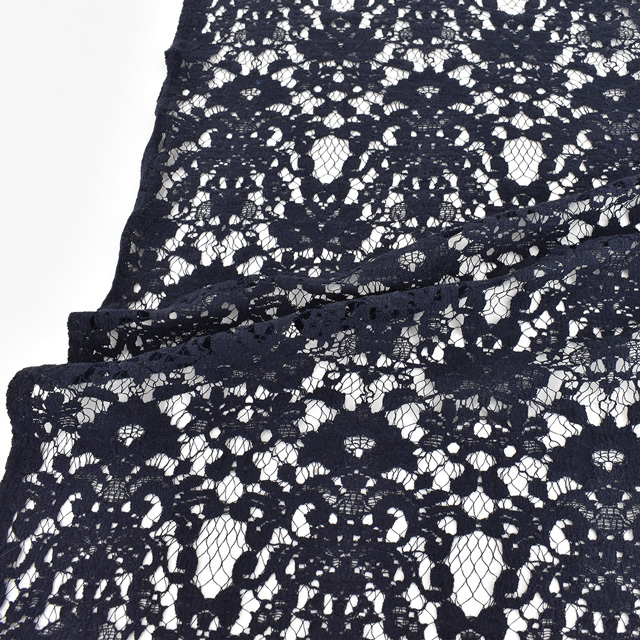 生地 大柄綿麻ラッセルレース(15126CL) 4.ネイビー 10Ac04_