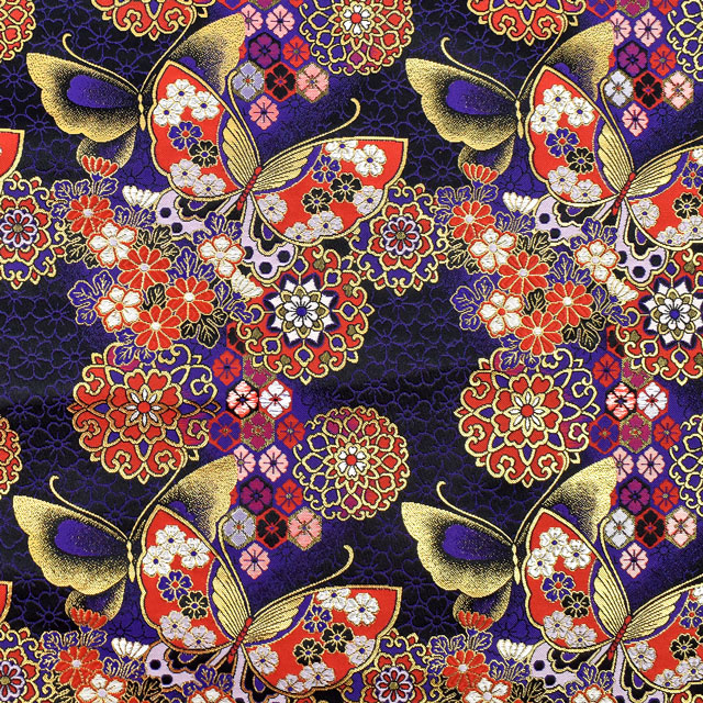 金襴生地 四丁サビ 蝶々(155-8699-6) 黒 09Bh18_