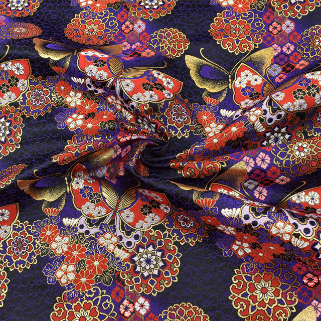 金襴生地 四丁サビ 蝶々(155-8699-6) 黒 09Bh18_