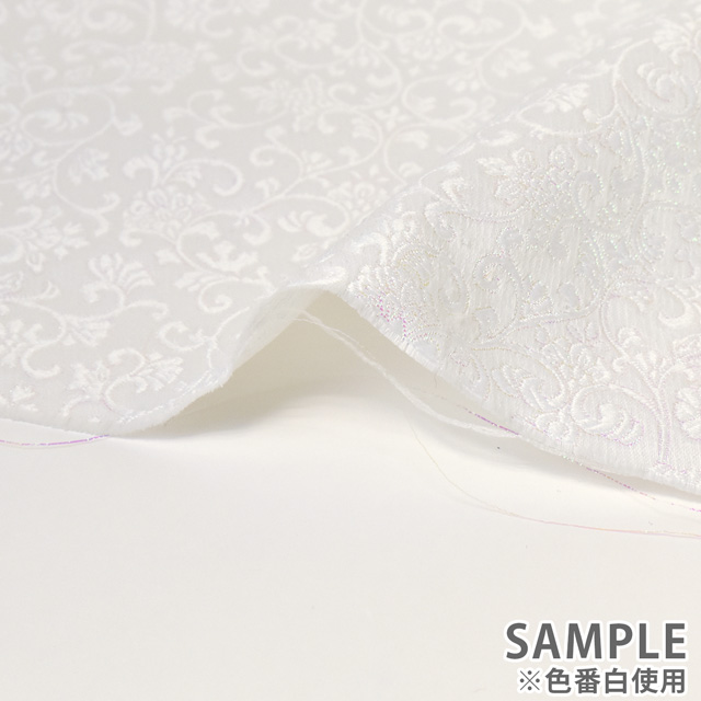 金襴生地 桂錦新箔上PH ラメ唐草上(156-2176-1) 白 09Bh18_