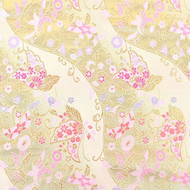 金襴生地 寿四丁4号 蝶々(156-2182-1) 白 09Bh18_