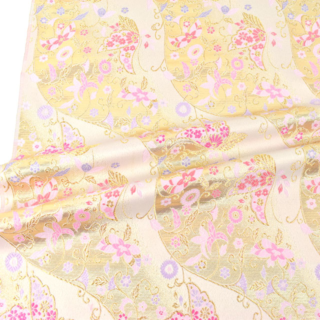 金襴生地 寿四丁4号 蝶々(156-2182-1) 白 09Bh18_