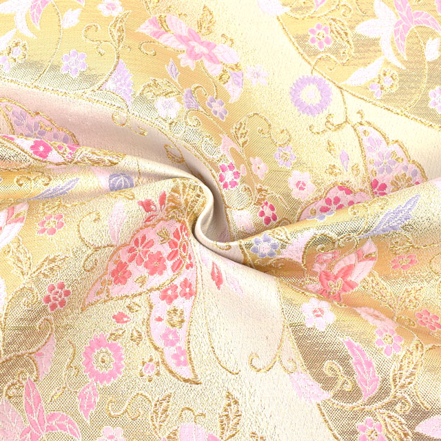 金襴生地 寿四丁4号 蝶々(156-2182-1) 白 09Bh18_