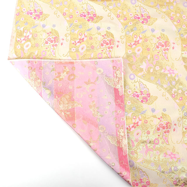 金襴生地 寿四丁4号 蝶々(156-2182-1) 白 09Bh18_