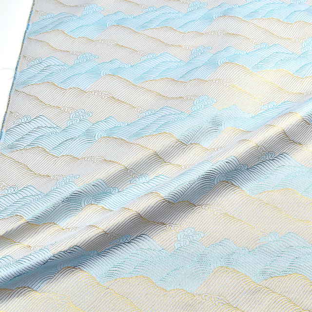 金襴生地 三丁サビ 波(156-8483-11) 水色 09Bh18_