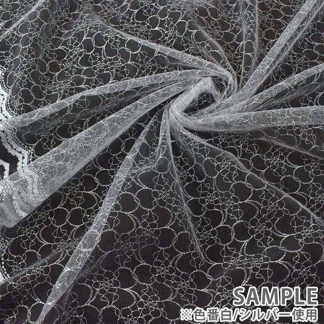 生地 ラメカレンレース(1575G) 黒×シルバー 10Ac04_