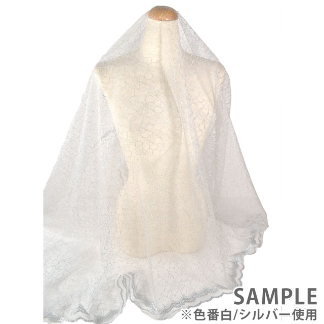 生地 ラメカレンレース(1575G) 黒×シルバー 10Ac04_