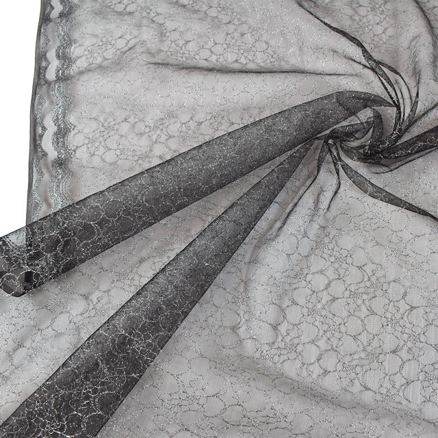 生地 ラメカレンレース(1575G) 黒×シルバー 10Ac04_