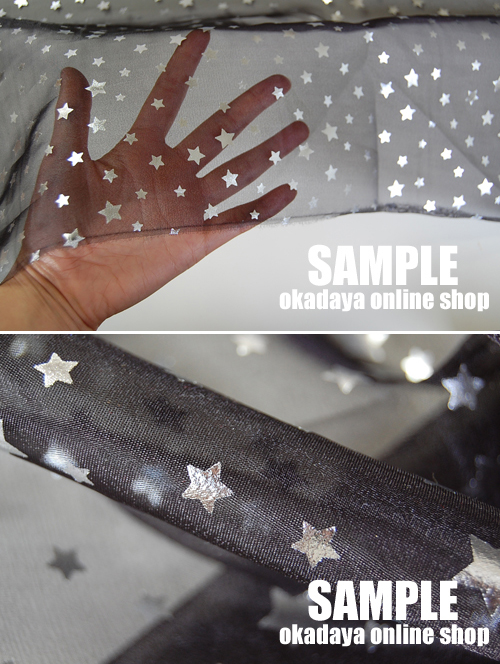 オーガンジー生地 星屑のステージ(160305) 1.白×シルバー 10Bg10_