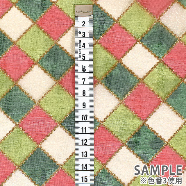 生地 チェックオーガン(160364) 2.赤×水色×緑 10Bg10_
