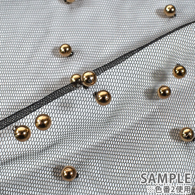 チュール生地 プチパールドット(160411) 4.エメラルドグリーン 10Ac04_