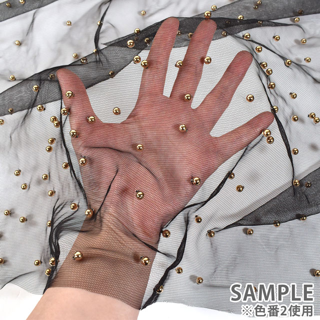 チュール生地 プチパールドット(160411) 4.エメラルドグリーン 10Ac04_