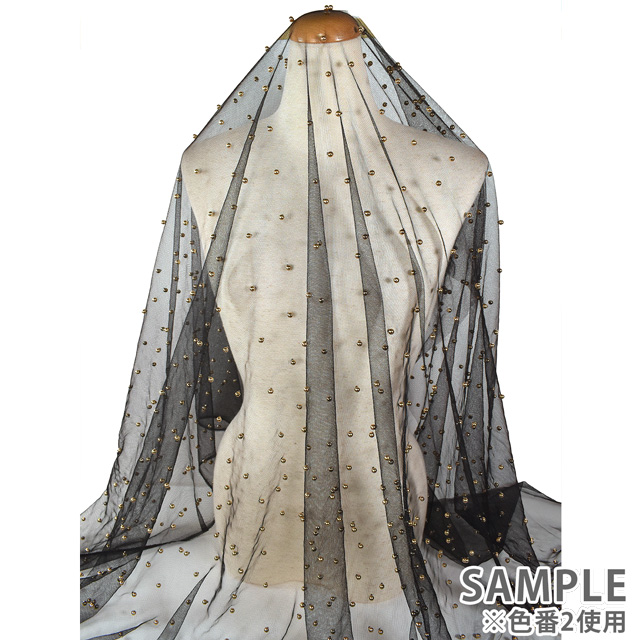 チュール生地 プチパールドット(160411) 4.エメラルドグリーン 10Ac04_