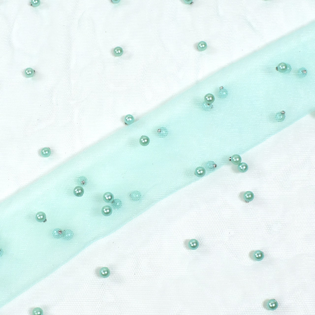 チュール生地 プチパールドット(160411) 4.エメラルドグリーン 10Ac04_