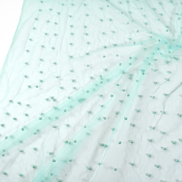 チュール生地 プチパールドット(160411) 4.エメラルドグリーン 10Ac04_