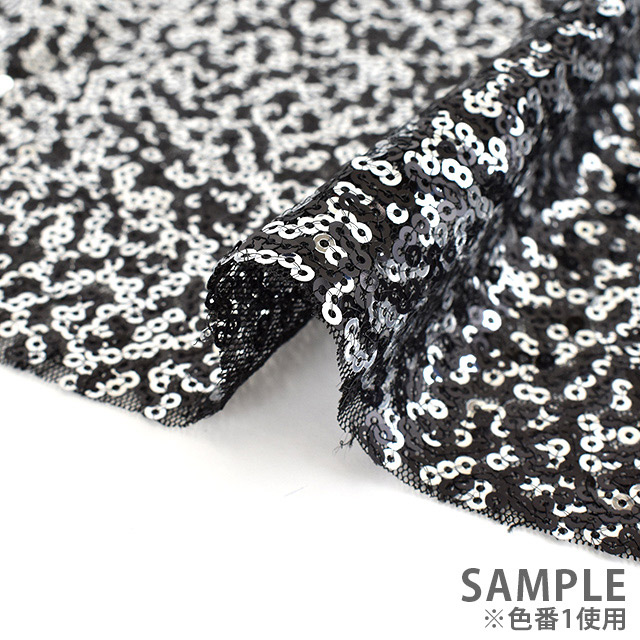 スパンコール生地 アリアナスパン(160412) 11.ゴールド×ブラック 10Ad06_
