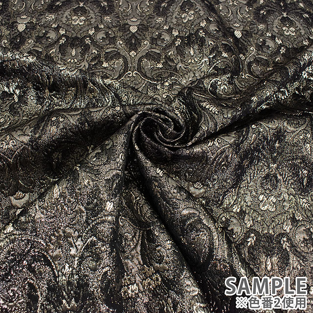 生地 プラチナジャガード第二章(165029) 2.黒/ゴールド 10Aa05_