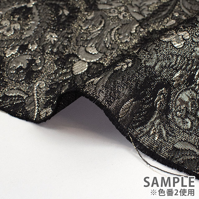 生地 プラチナジャガード第二章(165029) 2.黒/ゴールド 10Aa05_