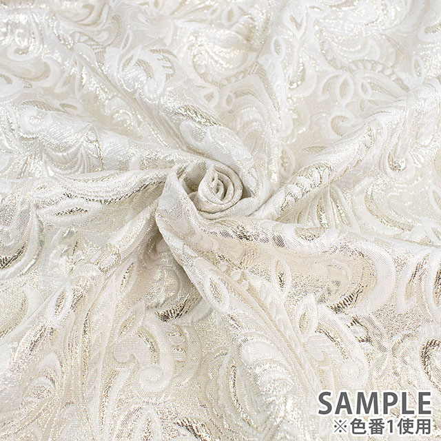 生地 プラチナジャガード第三章(165030) 1.白/ゴールド 10Aa05_