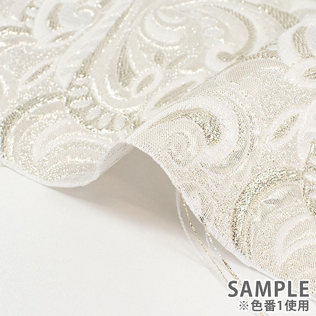生地 プラチナジャガード第三章(165030) 1.白/ゴールド 10Aa05_